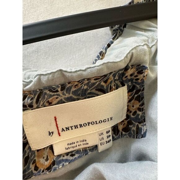 Anthropologie Kira Off Shoulder Blue Peasant Dress Drawstring Waist Sz 2p - Picture 7 of 9